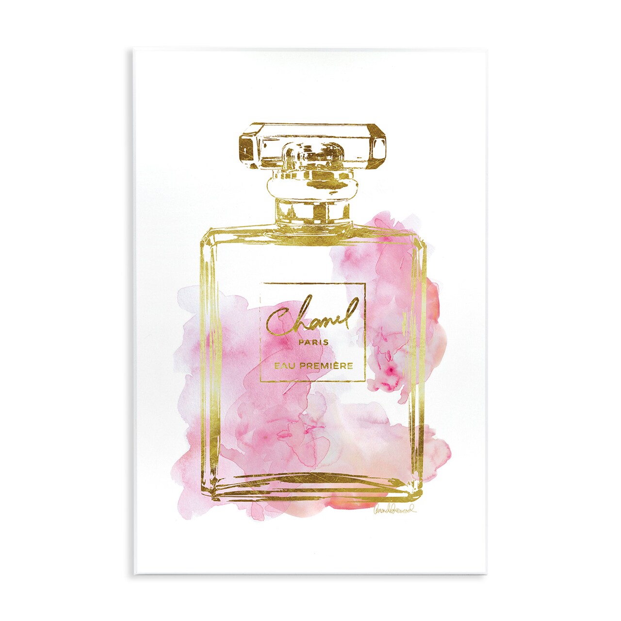 Stupell Industries Glam Perfume Bottle Gold Pink Wall Plaque Art